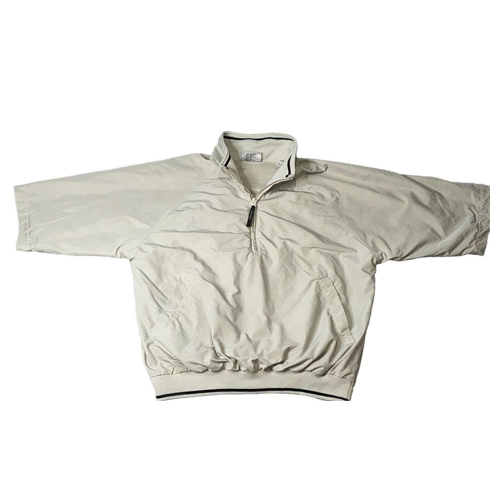 Slazenger Mens Golf Jacket Tan Size M 1/4‎ Zip Pullover 3/4 Sleeve Retro Warm Up
